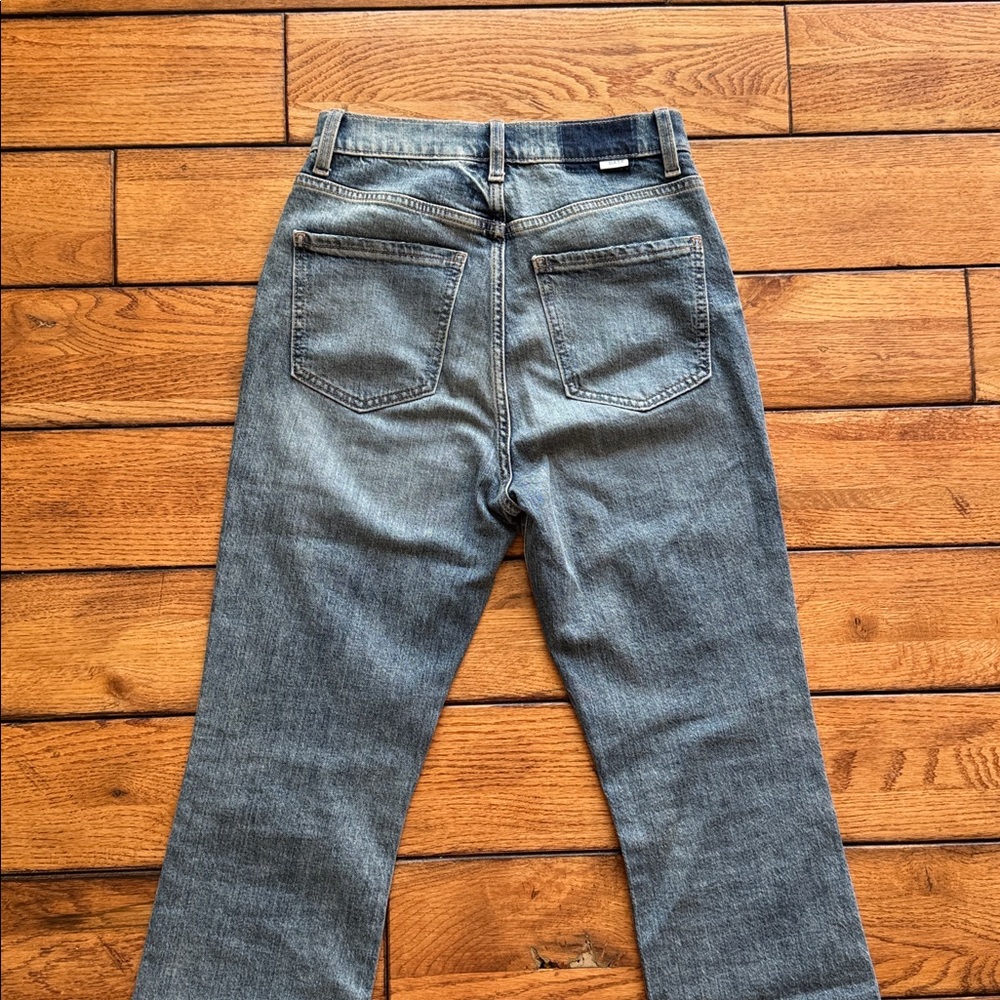 DAZE Women Sz 26 Bootcut Flare Raw Hem Sids Slit Tough Love Jeans Organic Cotton - Picture 5 of 13